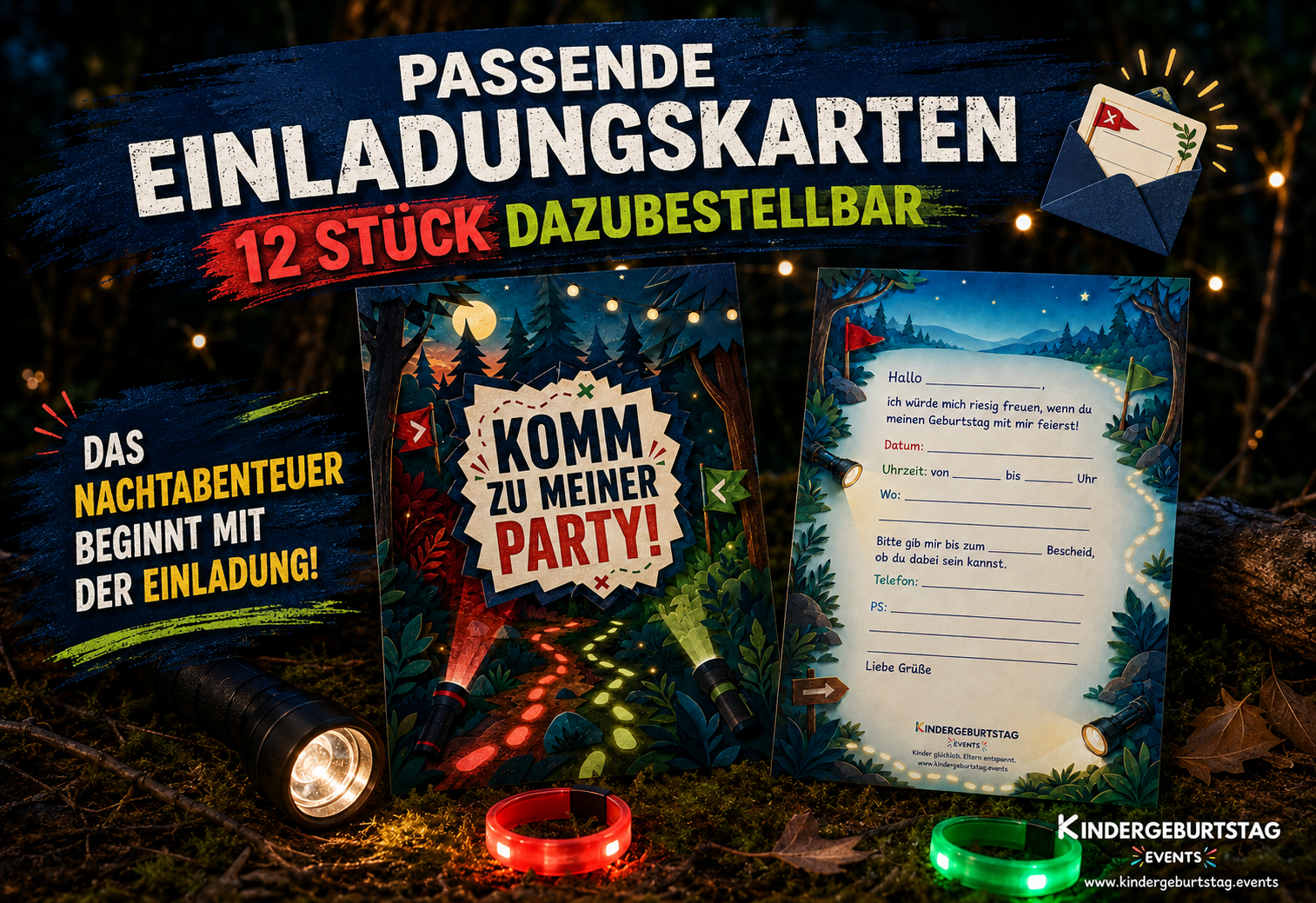 Capture the Flag+Nachwanderung-Einladungskarten-Kindergeburtstag Events